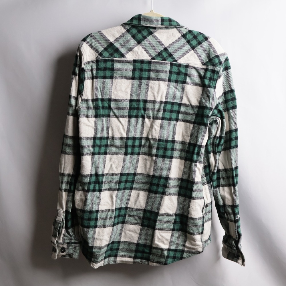 Dutch Bros Coffee Green White Plaid Flannel Button Down Shirt Mens Large - Picture 5 of 6